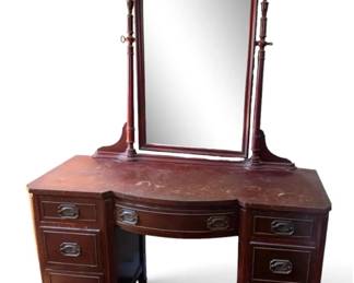 Vintage Vanity Table w Carved Details  Dovetail Joints