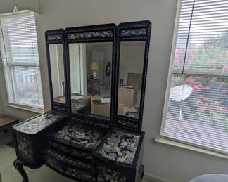 Mother of Pearl Black Lacquered Vanity 