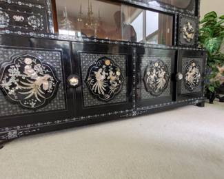 China Cabinet Inlaid Mother of Pearl 72"H X 41"W X 17.25D