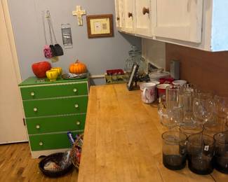 Dresser, glassware, Knick knacks