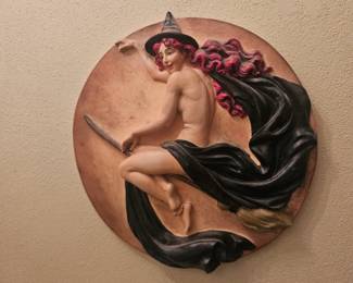Ceramic witch wall plaque $25