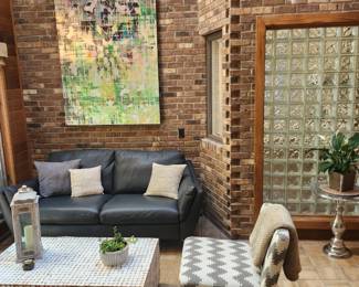 Leather sofa art table