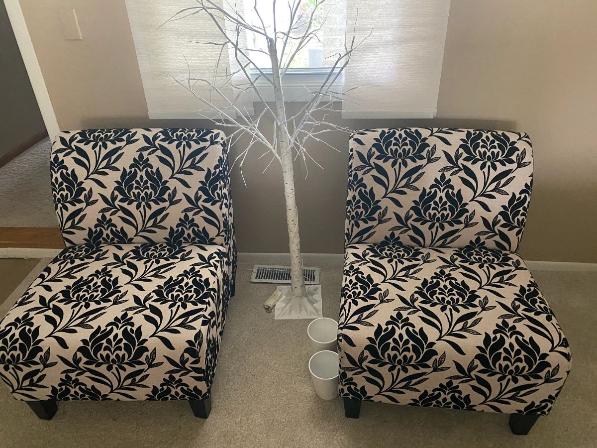 Pair of matching upholstered accent chairs in excellent condition.