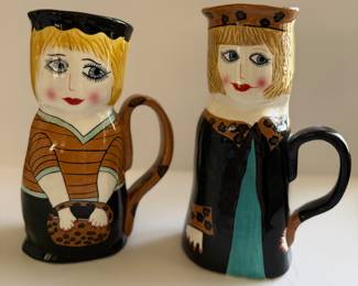 Vintage Susan Paley "Lucy Latte and Cora Cappuccino" Mugs s/2