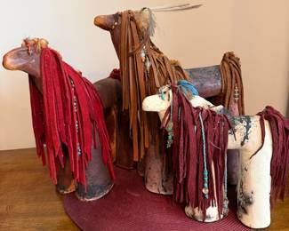 Barbara Peacock Clay Ceramic Horses s/3