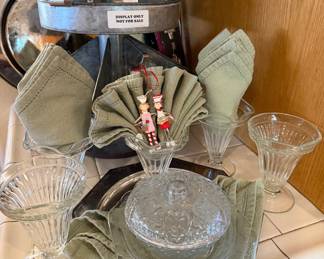 Ice Cream Sundae Glasses, Cookie Cutters, Linen Napkins