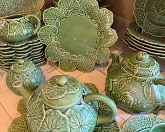 Vintage Bordallo Pinheiro Majolica Cabbage Ware Dinnerware and Serving pieces