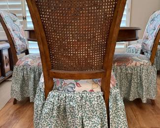 Dining Table w 2 Leaves, 1 Arm Chair and 5 Side Chairs  w Custom Fabric