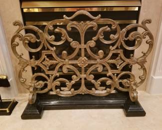 Painted iron fireplace screen