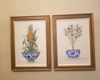 Framed giclees on canvas