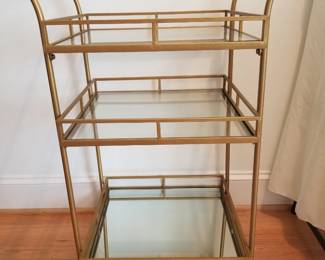 Contemporary metal and glass bar cart