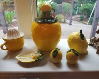 Ceramic lemon themed decor.