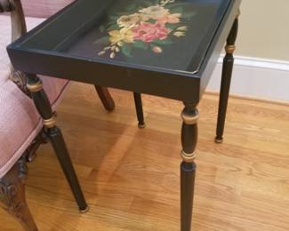 Tole painted side table 