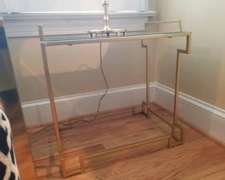 Metal and glass accent table