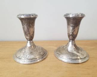 Sterling Candle Holders - Pair