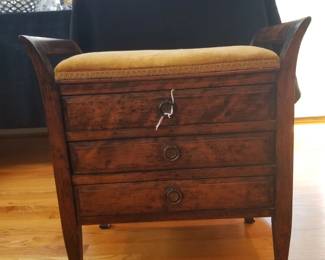 Antique bench with storage drawers