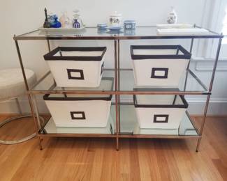 Contemporary metal and glass etagere 