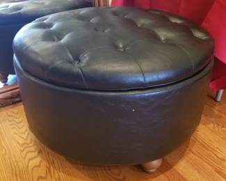 Faux leather tufted ottoman with interior storage