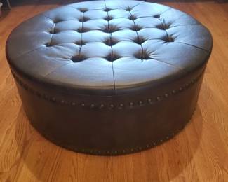 Large faux leather tufted ottoman 