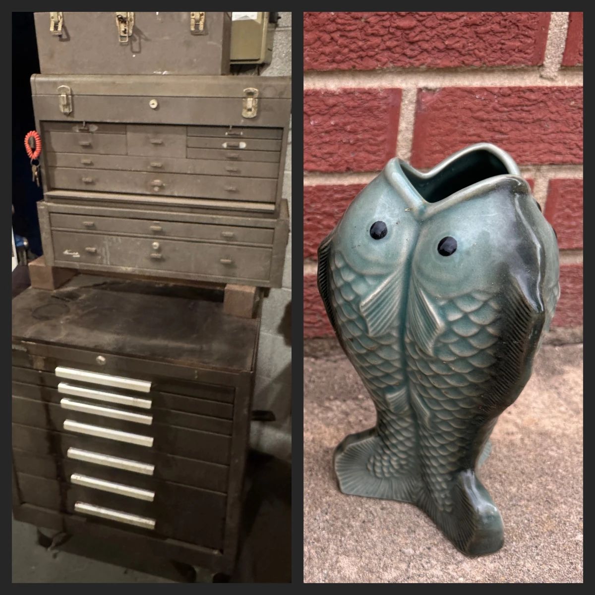 Rolling Kennedy Mechanics chest Meet Mid Century Fish Vase
