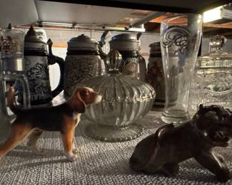 Sweet vintage ceramic dog and lion