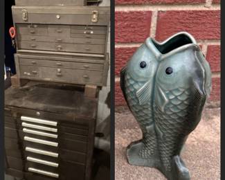 Rolling Kennedy Mechanics chest Meet Mid Century Fish Vase