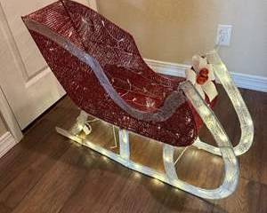 Lighted Glitter Christmas Sleigh Decoration