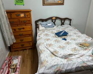 Bed and dresser. 