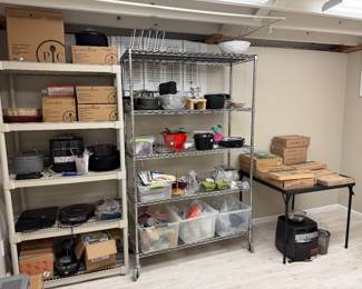 Tons of brand new pampered chef products. Brand new in the box kitchen aid mixers