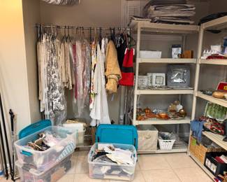 Draperies, Maggie bagwell platters, party supplies, lots of brand new items with tags