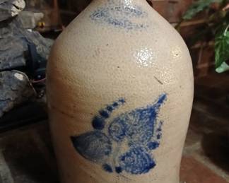 West Troy Pottery antique salt glazed stoneware jug