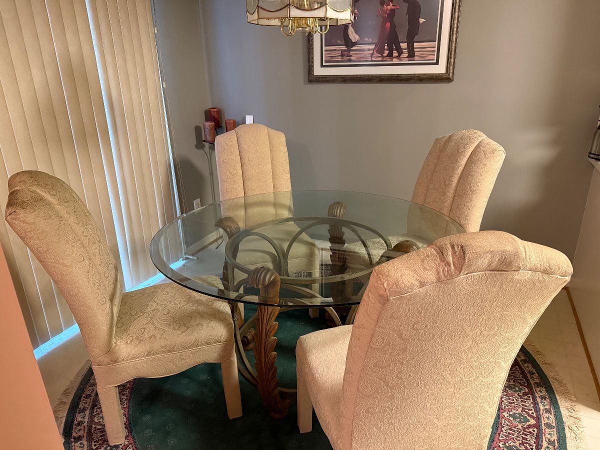 Metal & Glass table and  chairs 