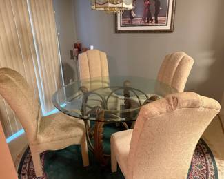 Metal & Glass table and  chairs 