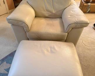 Leather chair & ottoman 