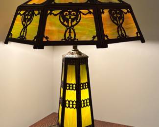 Circa 1915 Slag Glass Lamp