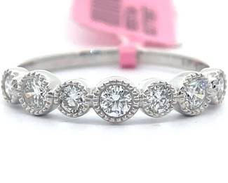 0.50 Carat Diamond Bezel Bubble Stacking Ring