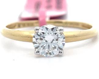 1 Carat Diamond Round Basket Set Solitaire Ring in 14k Yellow Gold