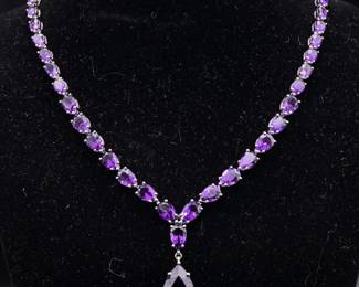Blue Nile Amethyst Drop Necklace with Retail Presentation Box & Booklet