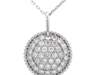 1.57 Carat Diamond Pavé Round Medallion Pendant Necklace