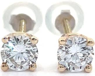 NEW! 0.50 Carat Diamond Solitaire Stud Screw Back Earrings in 14k Yellow Gold