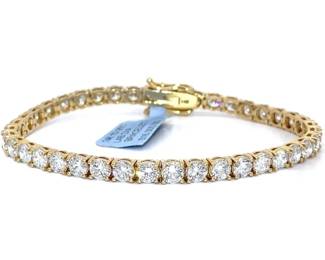 NEW! 10.95 Carat Diamond Tennis Bracelet in 14k Yellow Gold