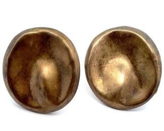 Designer Alice Kuo Hammered Dome Earrings in Sterling Silver with Overlay