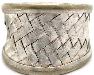 Wide Woven Sterling Silver Band Estate Ring