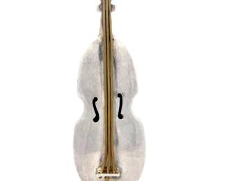 Sterling Silver Violin Brooch / Pin, 21.4 Grams; Detailed Figural Design