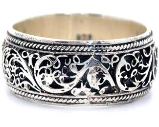 Sterling Silver Filigree Band Estate Ring
