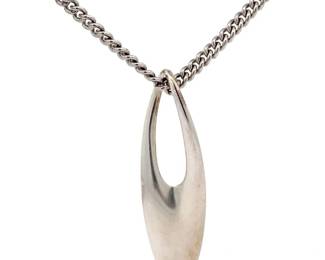 Designer Georg Jensen “Zephyr” Pendant Necklace #500 in Sterling Silver