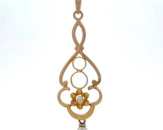 Freshwater Pearl Drop Pendant in 10K Yellow Gold