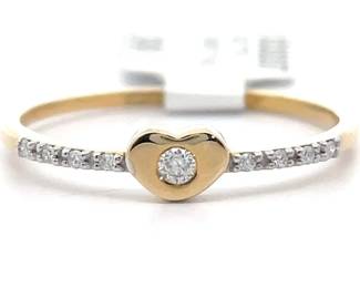 Natural Diamond Heart Pavé Stacking Ring in 14k Yellow Gold
