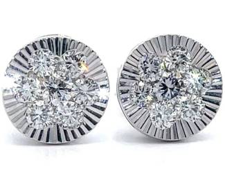 0.80 Carat Diamond Flower Stud Miracle Illusion Stud Earrings