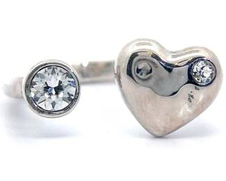 Coach™ Heart & Solitaire Ring in Sterling Silver; Pre-Owned